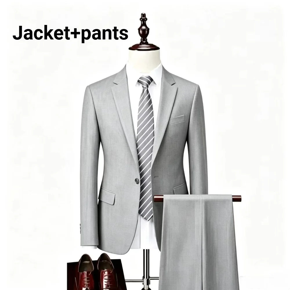 Men Slim Fit 3 Pieces Suit Set Lightweight Business Office Party Blazer Vest Pants Formal Male Tuxedo Suit For Prom Daily Wear