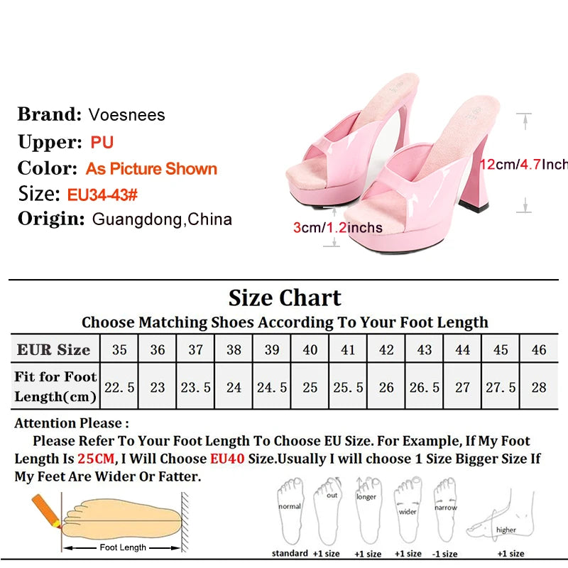High Heels Mules Large Size 43 Summer Women Shoes 2024 New Designer Thick Platform Sandals Slide Fashion Woman Black Slippers