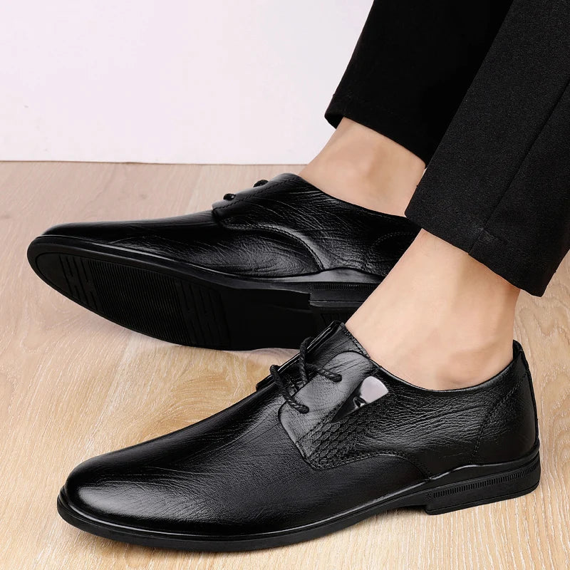 2024 Men Office Oxfords Shoes Hot Sale Male Comfortable Dress Shoe Brand Coiffeur Shoes Lace-up Casual Genuine Leather Footwear