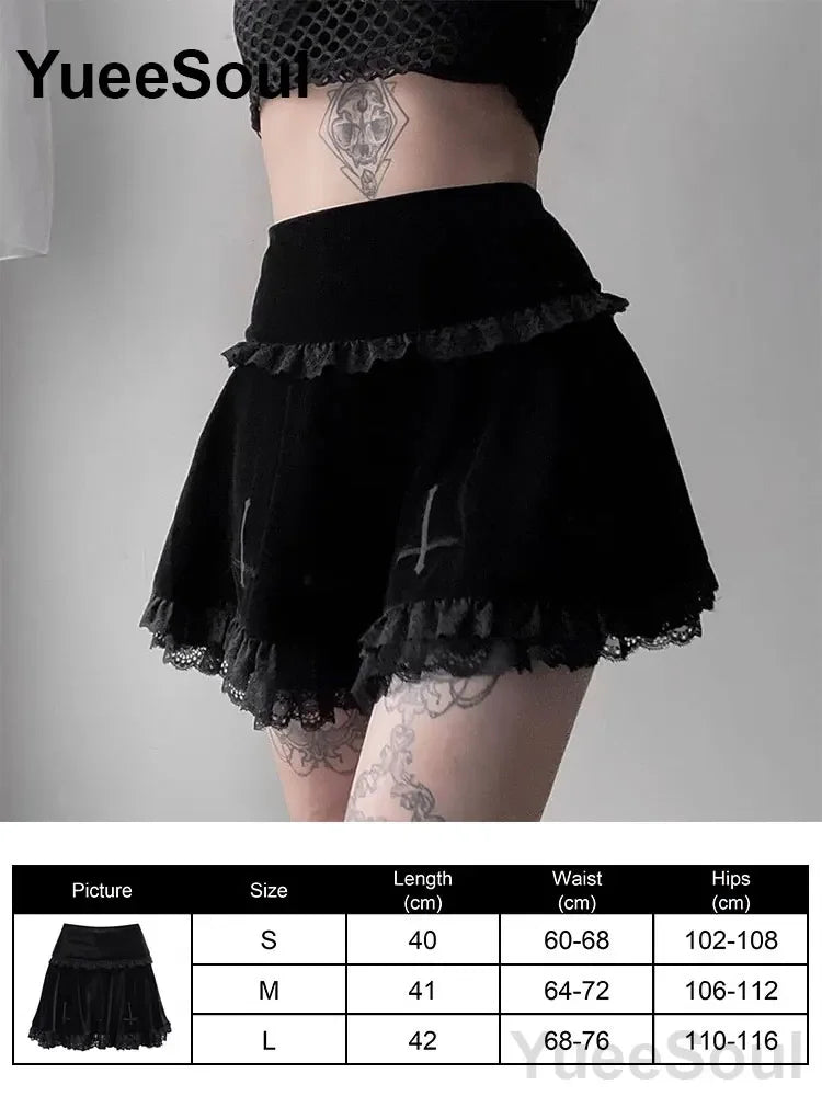 Gothic Women Skirts Black High Waist Pleated Skirts 2026 New Y2K Party Club Punk Goth Dark Grunge Lolita Halloween Mini Skirt