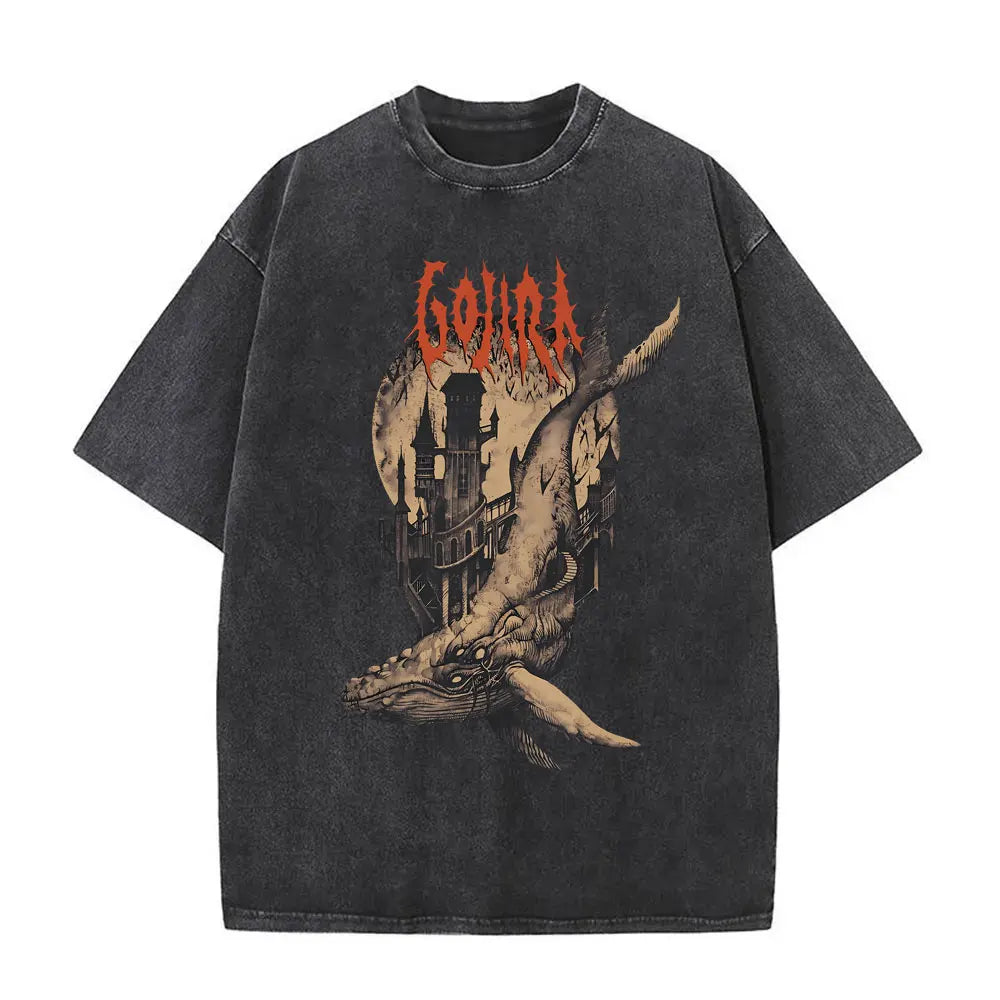 Washed Vintage Metal Rock Band Gojira The Flesh Alive T-shirt Men Women Fashion Oversized T Shirts Men's Casual Cotton T-shirts