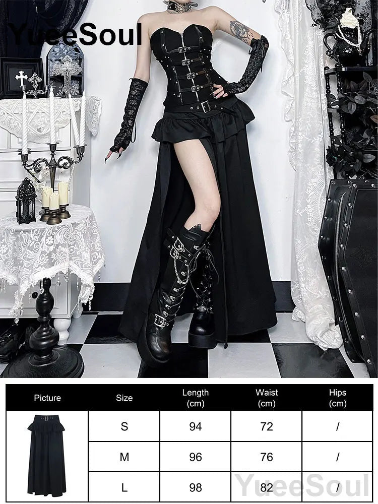 Gothic Women Skirts Black High Waist Pleated Skirts 2026 New Y2K Party Club Punk Goth Dark Grunge Lolita Halloween Mini Skirt