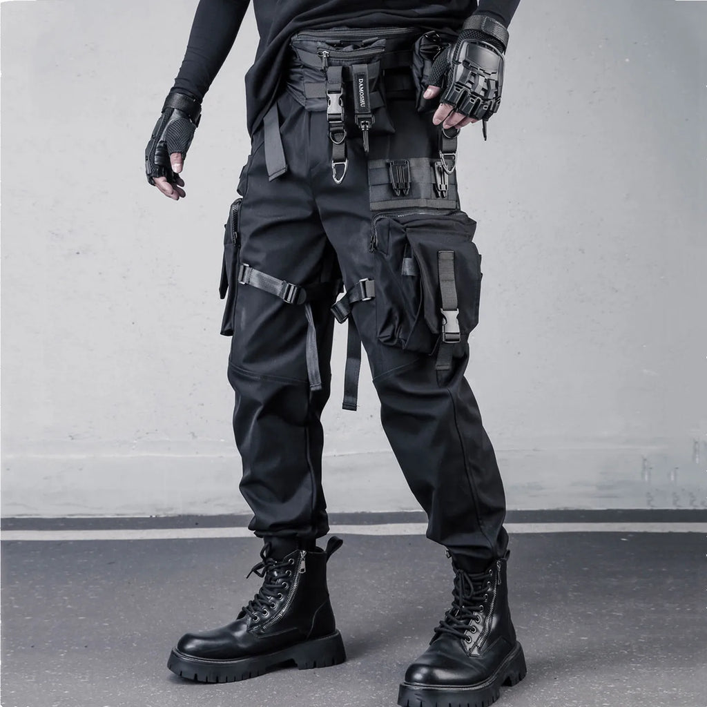 2026 Outdoor Tactical Punk Cargo Pants Multi-pockets Paratrooper Techwear Pants Man High Street Hip Hop Trousers