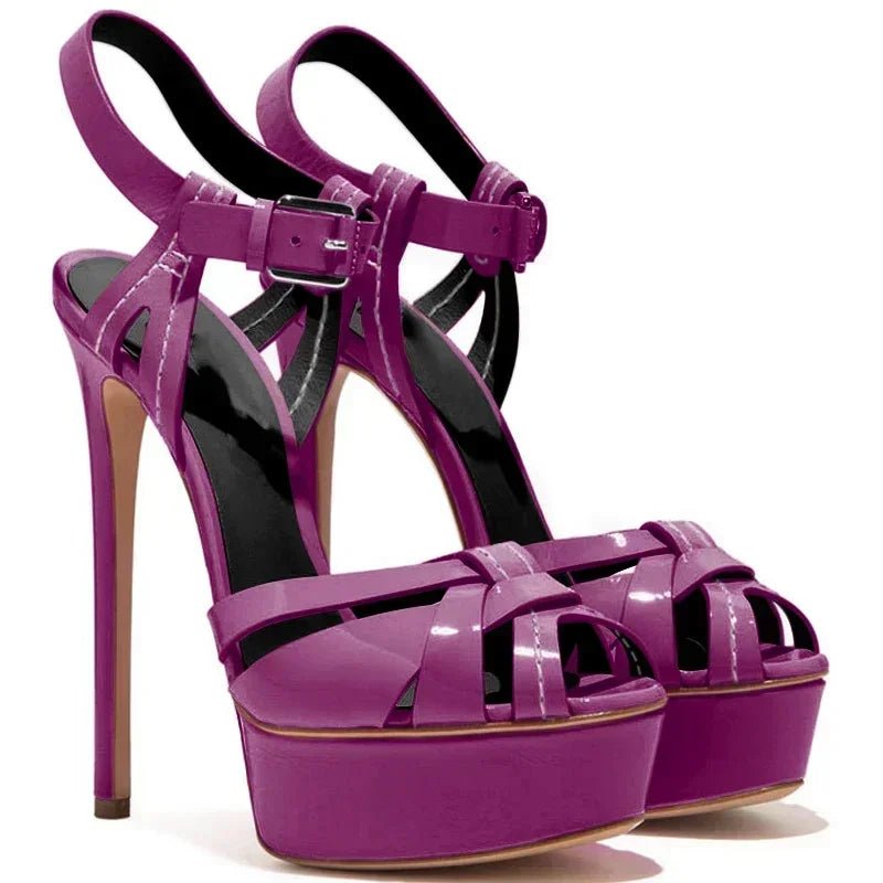 【Measure Your Feet Length Before Order】Luxry Designer Women Stiletto High Heel Strappy Sandals Platform Dress Lady Shoe 7-I-SL-7