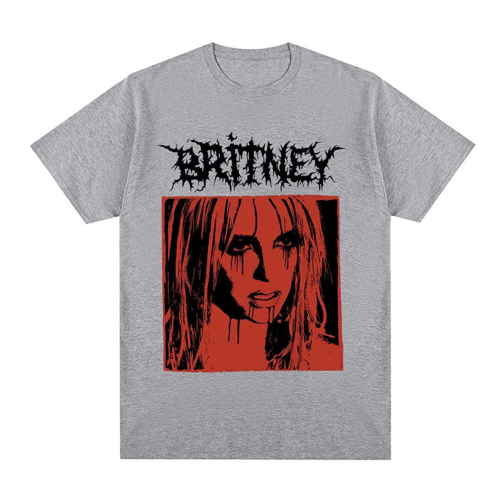Britney Spears Metal Rock Graphic T-shirt Men Women Fashion Hip Hop T Shirts Harajuku Vintage Short Sleeve Tee Shirt Oversized