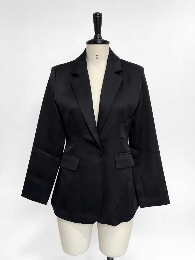 Black Business Suit For Women Commute Office Chic Hide Button High Waist Flared Pants Slim Fit Trim Autumn New Elegant Lady Sets
