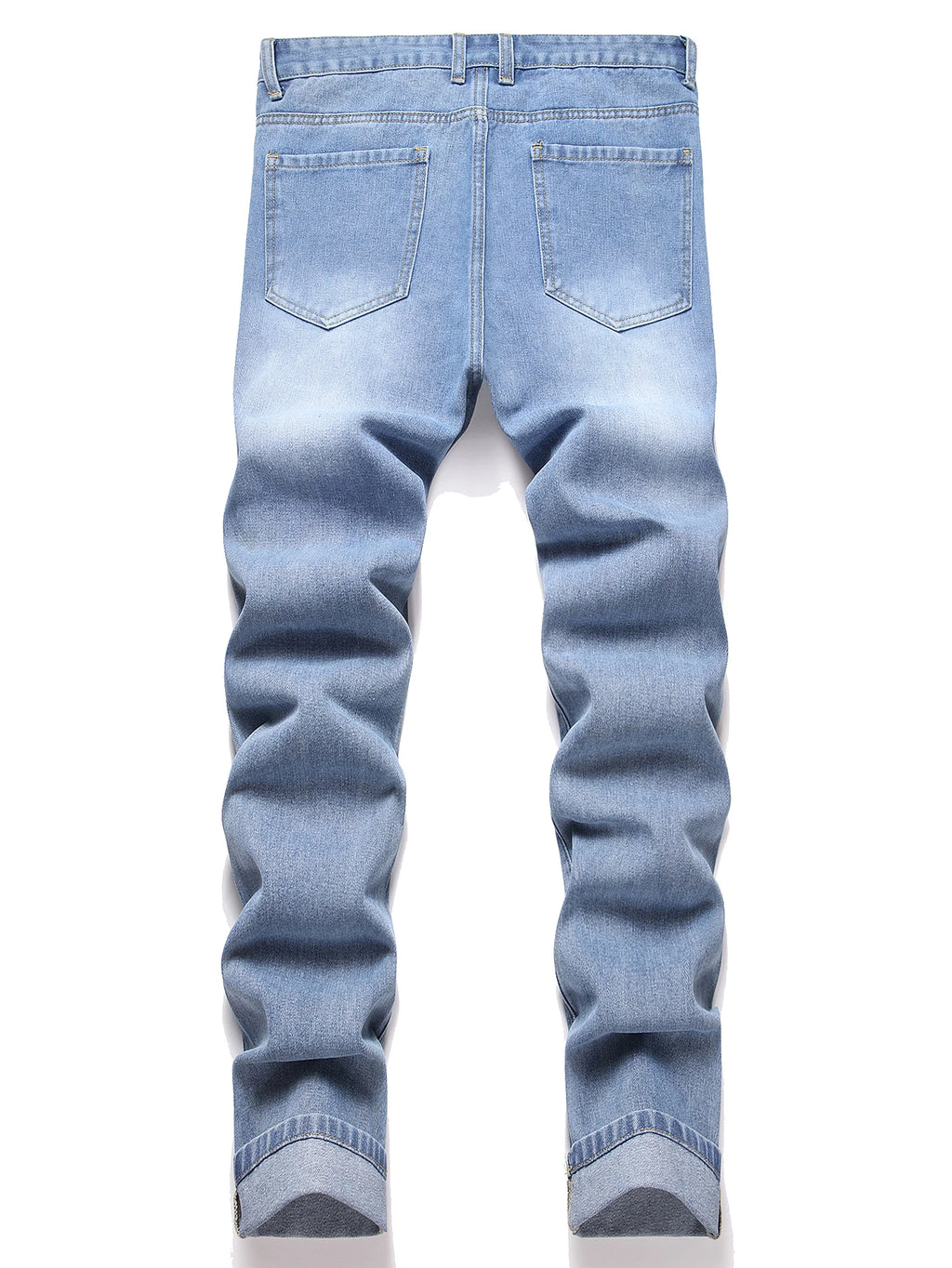Y2K Men's Jeans - Distressed Rips & Embroidered Star Design