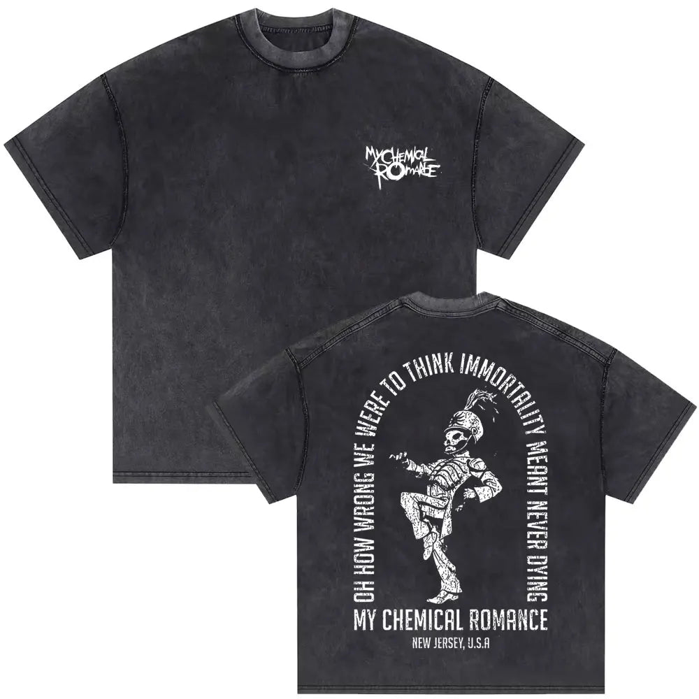 Washed Vintage Rock Band My Chemical Romance The Black Parade Tour 2025 T-shirt Men Women Retro Punk Emo Skeleton T Shirts Tops