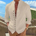 Spring and Autumn Cotton Linen Shirt Men Hot Sale Men's Long-Sleeved Shirts Solid Color Button Up Casual Style Plus Size