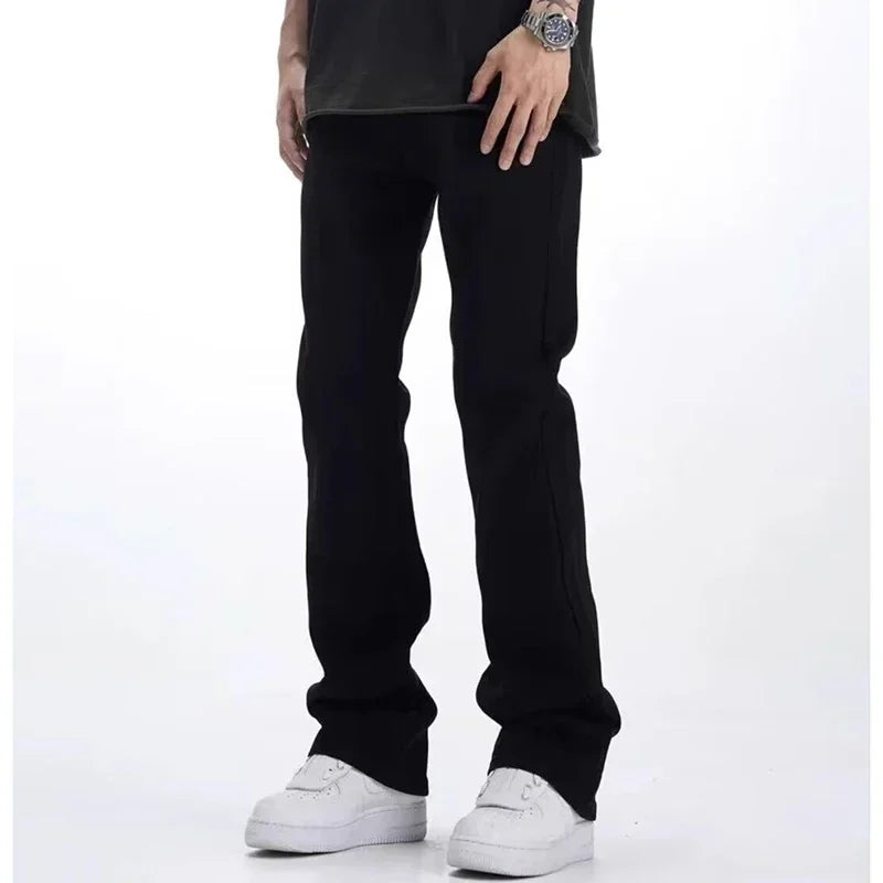 Man Loose Straight Leg Bootcut Jeans Spring Summer New Male American Style Casual Denim Pants Fashion Classic Black Trousers