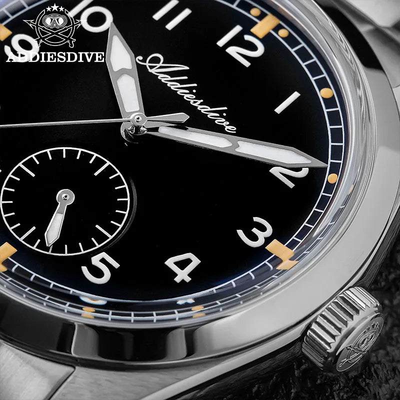 ADDIESDIVE 36mm Men Quartz VH60 Watch AD2099 BGW9 Luminous Bubble Mirror Pot Cover Glass 10Bar Waterproof Stainless Steel Watch