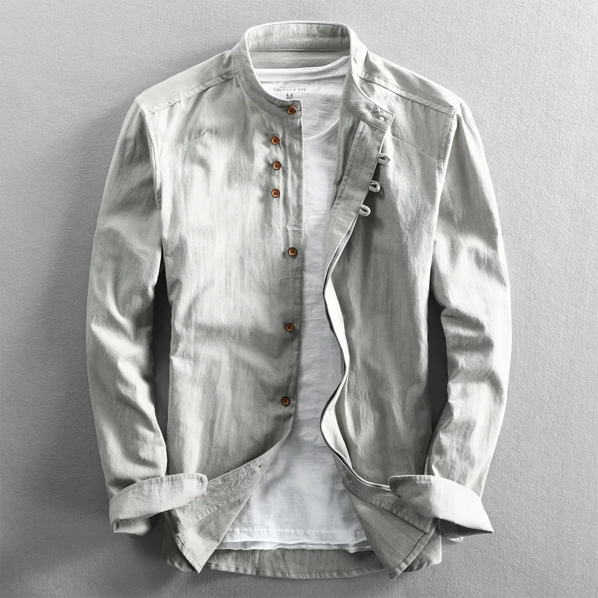 Men's Cotton Linen Shirts Long Sleeve Casual Slim Mandarin Collar Shirts High Quality Men Business Cotton Dress Shirts TS-187
