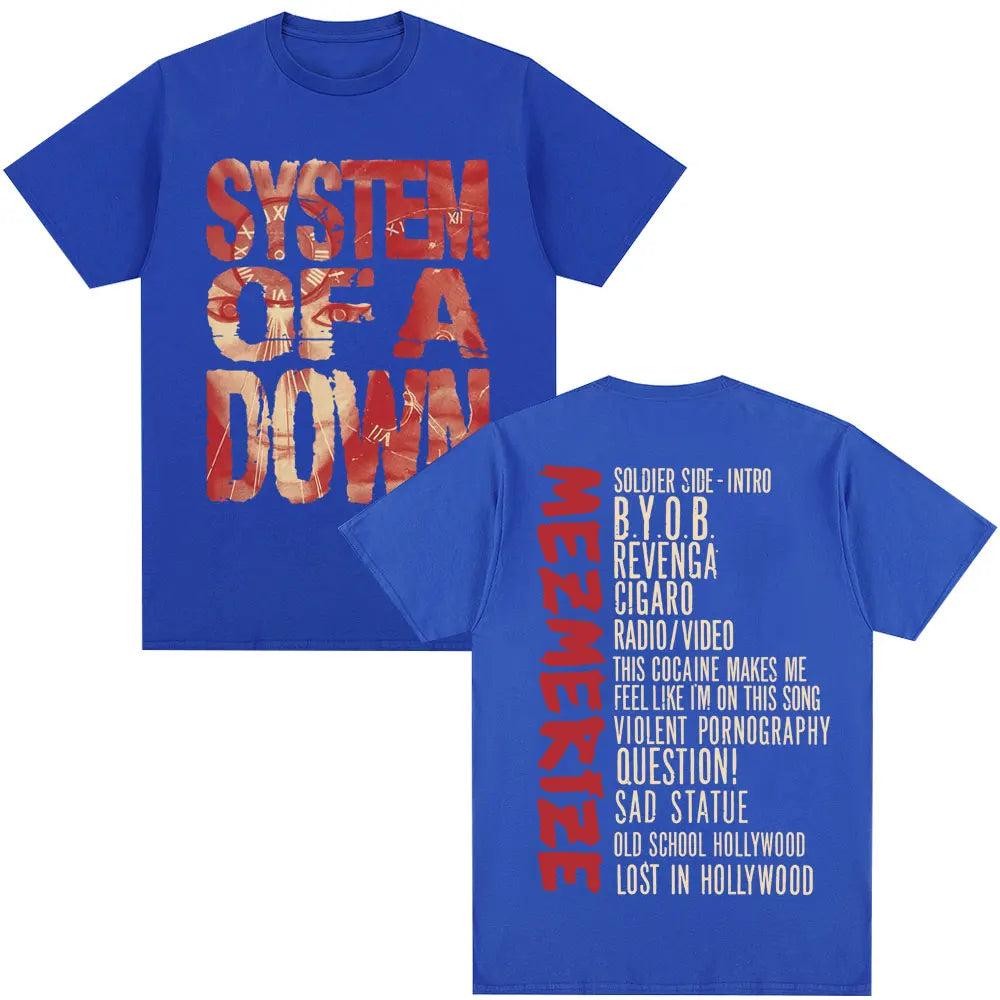 Rock Band System of A Down Mezmerize Album T Shirts Hip Hop Harajuku Vintage Gothic T-shirt Men Women Cotton Oversized T-shirts