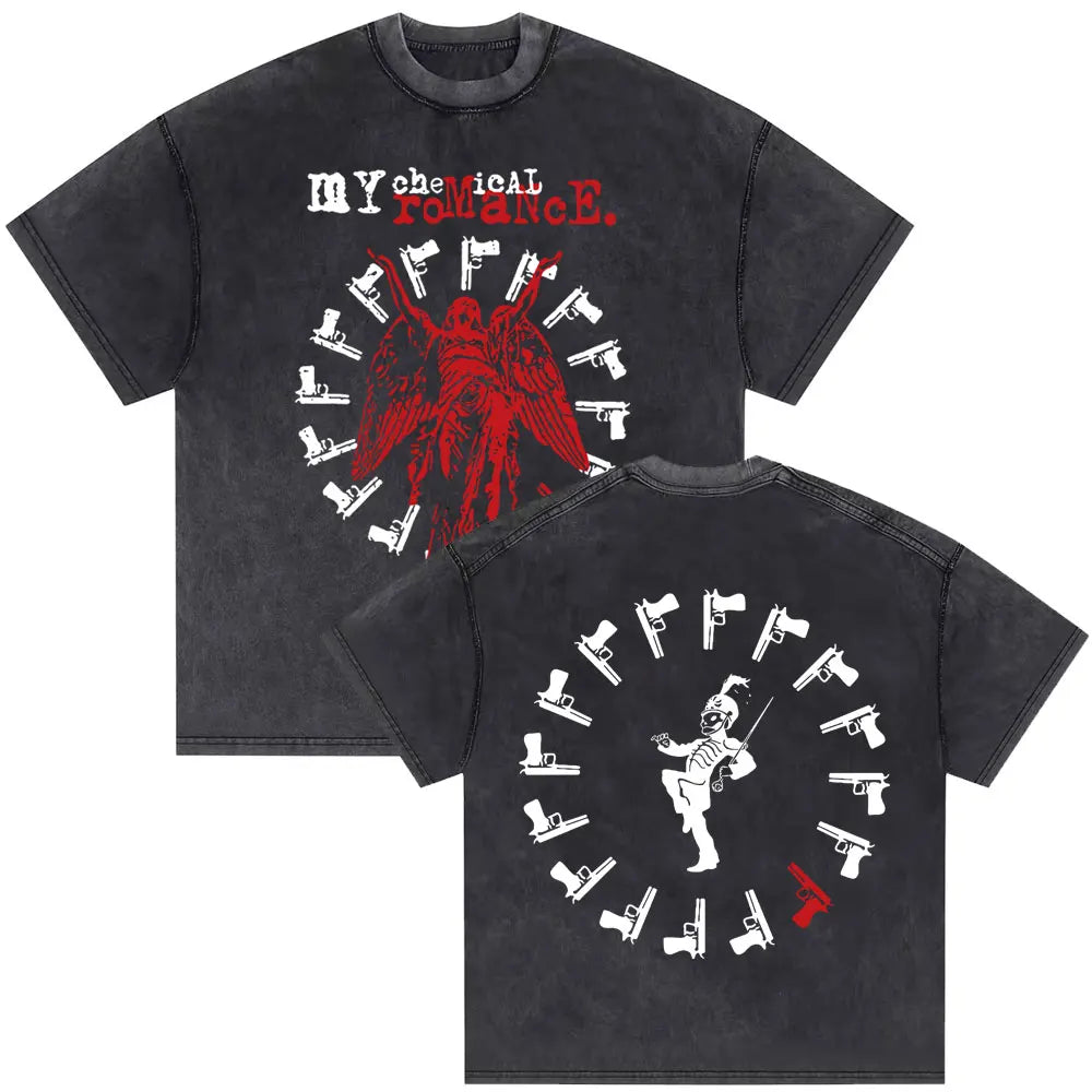Washed Vintage Rock Band My Chemical Romance The Black Parade Tour 2025 T-shirt Men Women Retro Punk Emo Skeleton T Shirts Tops