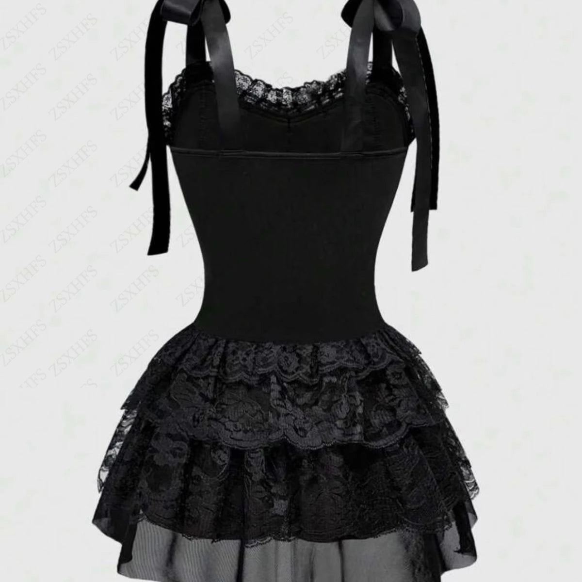 Gothic Dresses 2000s Women's Sexy Camis Sling High waist Lace Tiered Mini Dress Harajuku  Streetwear Femme Aesthetic Short Dress
