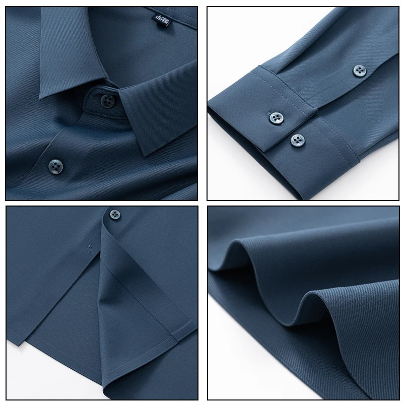 5A Antibacterial Men's Social Shirts High Quality Korean Luxury Clothing Long Sleeve Mens Dress Shirts Slim Fit Tuxedo Big Size