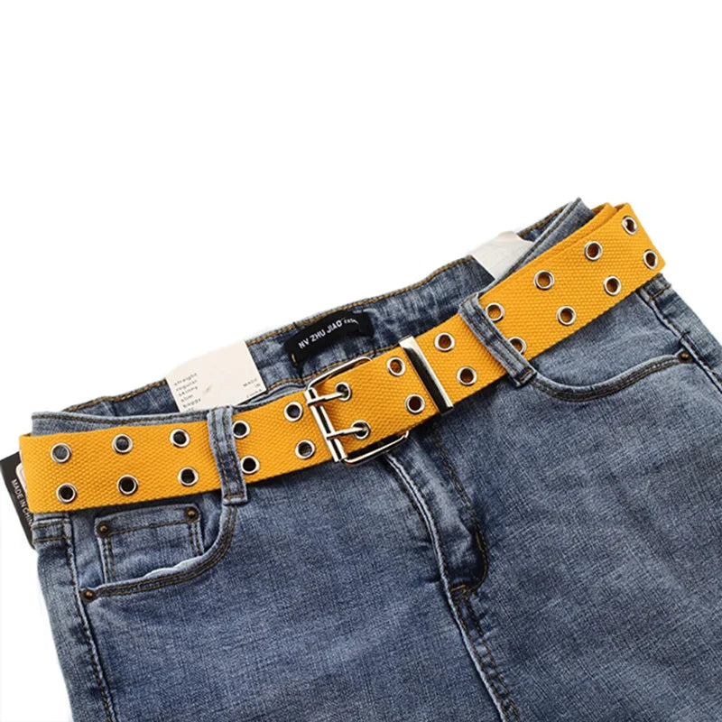 Double-Grommet Canvas Belt | Unisex Punk Style