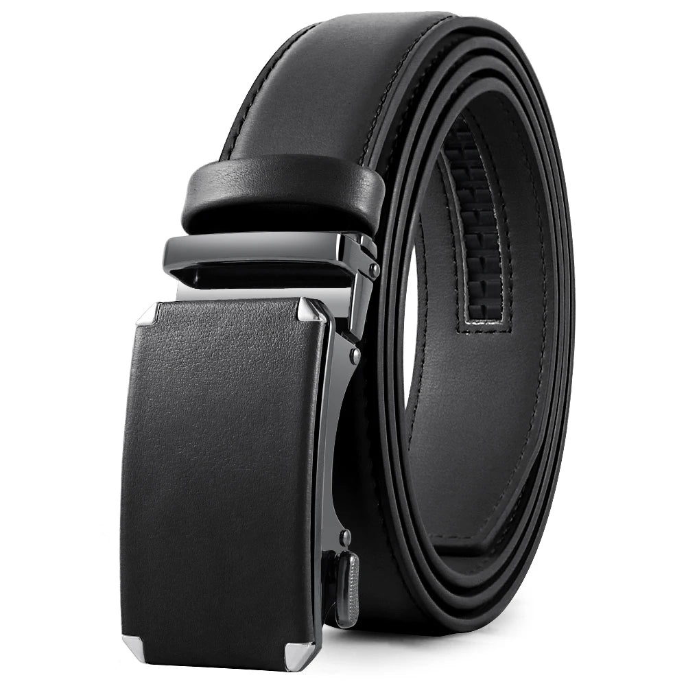 DOOPAI Mens Leather Belt  Automatic Genuine Leather Belts Leisure Fashion Ratchet Belts for Men Pants Waistband Ремень