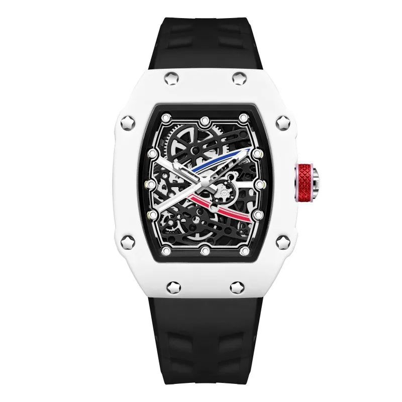 Trendy Bucket Shape Mens Quartz Watch Luminous Dial Waterproof Casual Male Daily Wristwatch