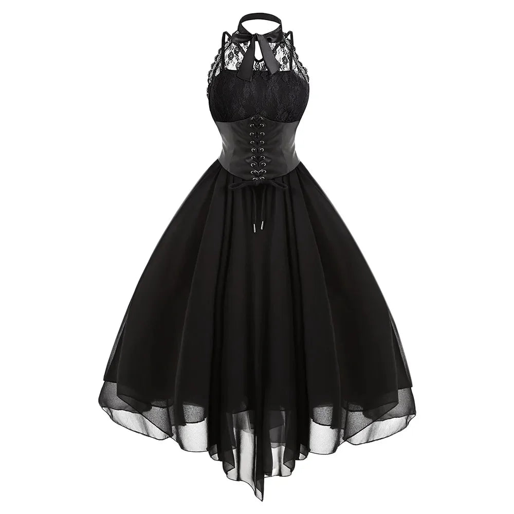 Victorian Gothic Halter Corset-Style Dress