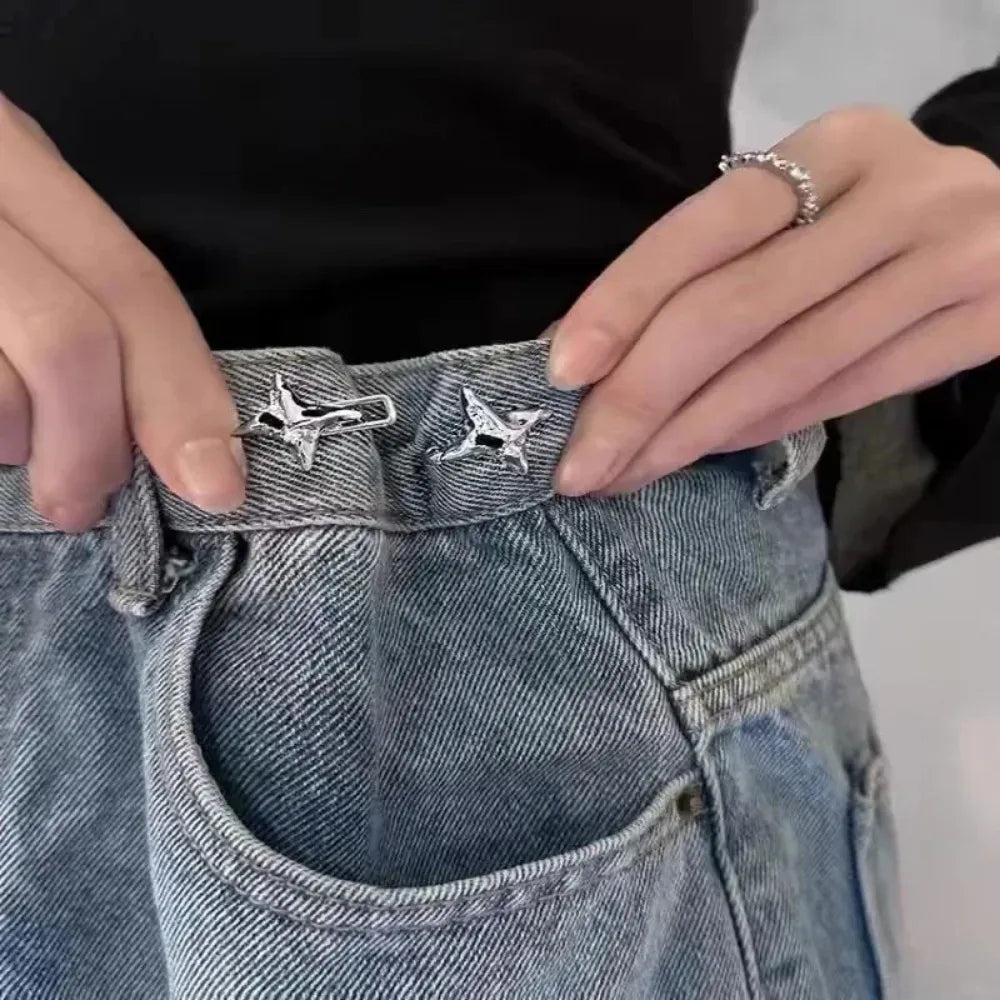 Y2K Star Adjustable Jean Waist Clips Retractable Pant Button Pins, Fit Loose Denim Fashion Accessories
