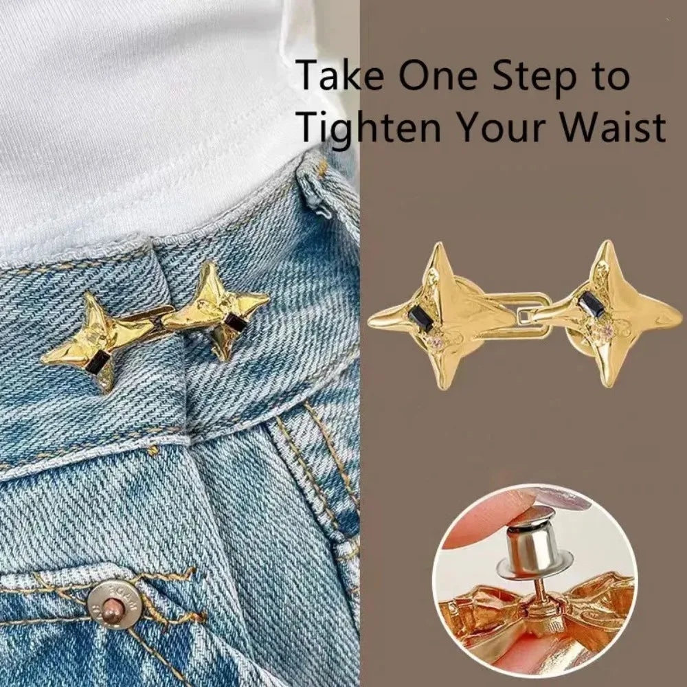 Y2K Star Adjustable Jean Waist Clips Retractable Pant Button Pins, Fit Loose Denim Fashion Accessories