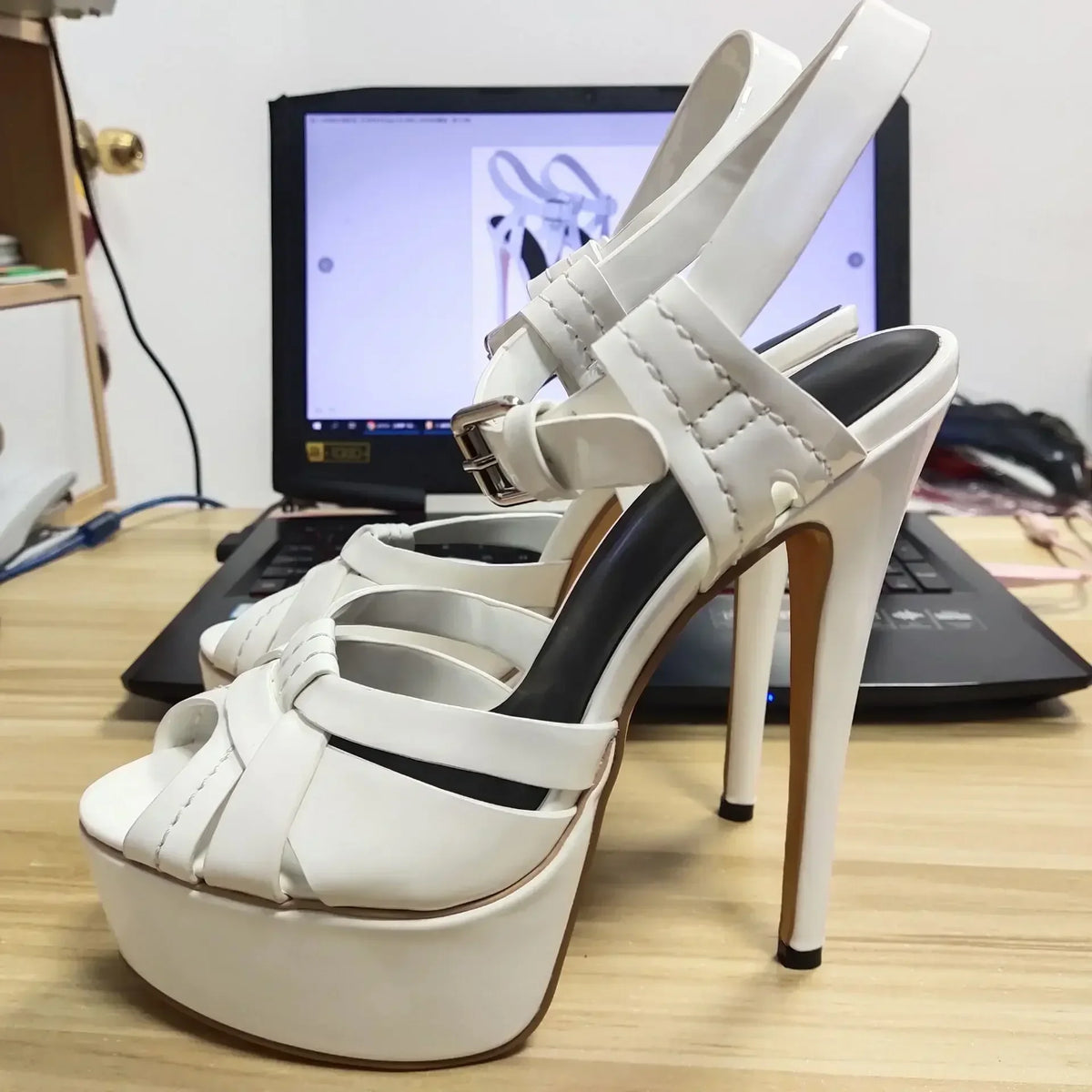 【Measure Your Feet Length Before Order】Luxry Designer Women Stiletto High Heel Strappy Sandals Platform Dress Lady Shoe 7-I-SL-7