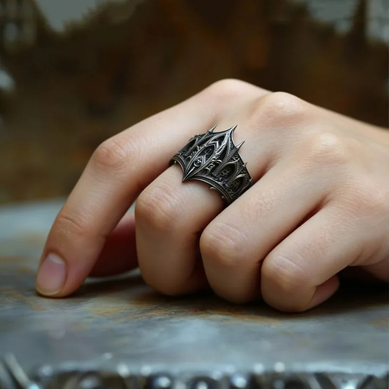 Vintage Gothic Crown Ring | Adjustable