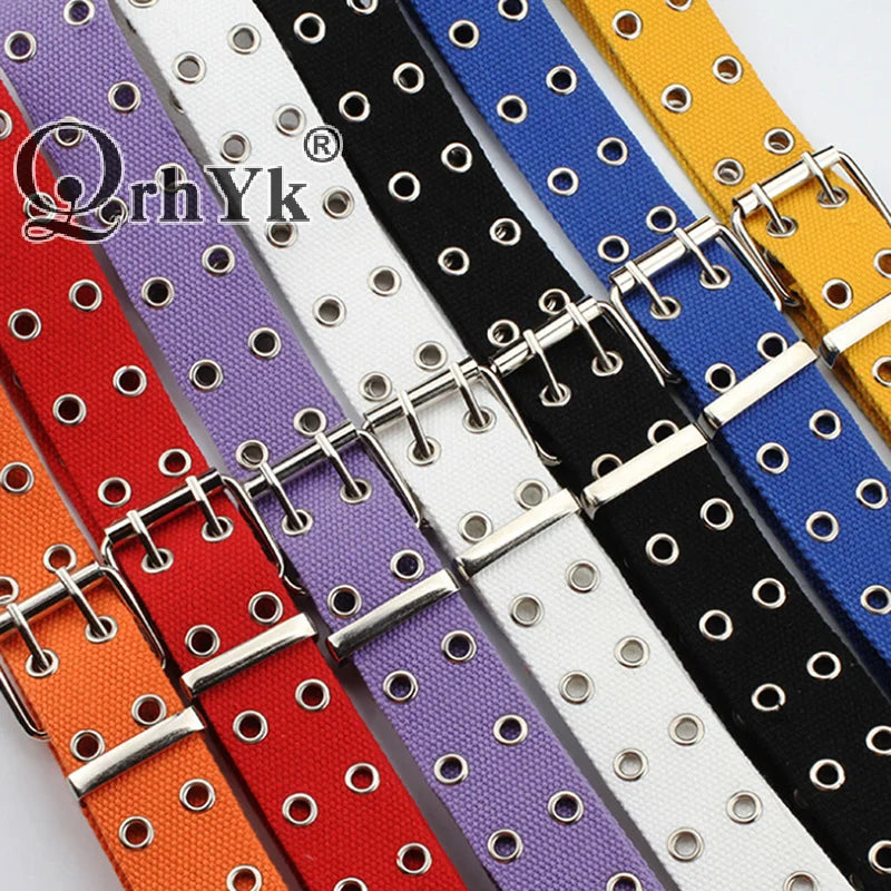 Double-Grommet Canvas Belt | Unisex Punk Style