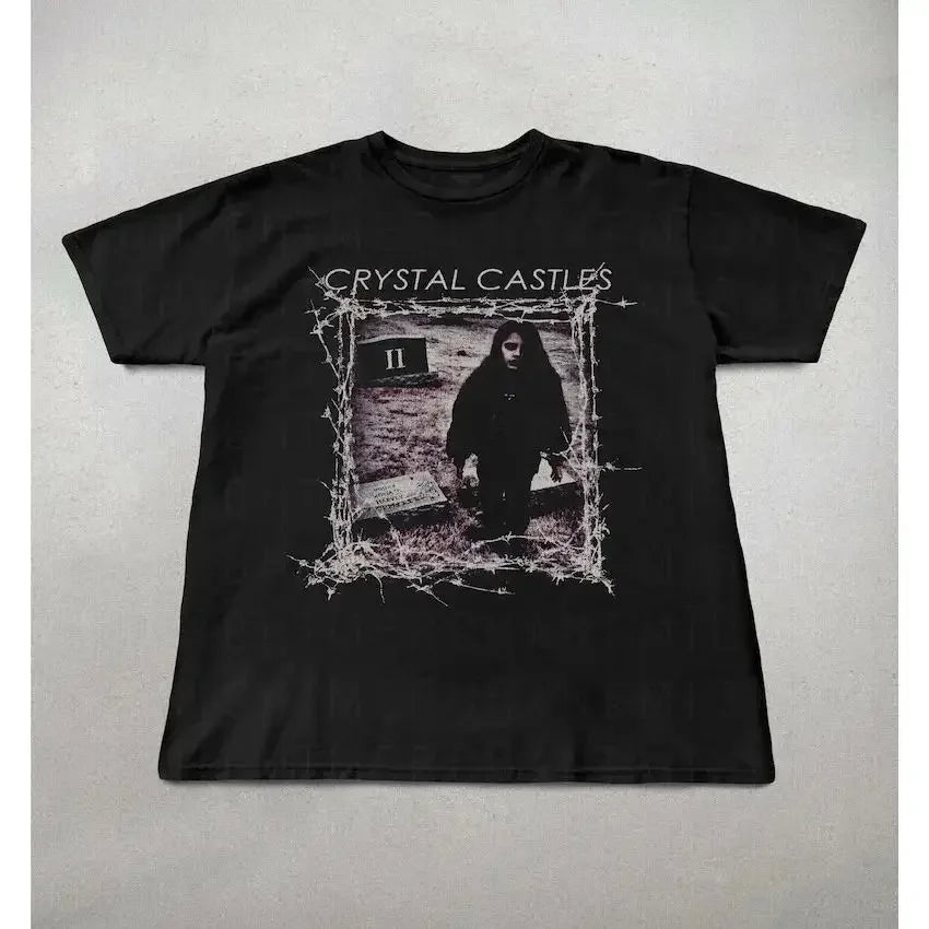 Y2K Punk Dark Streetwear Portrait Graphic T-Shirt Men Women Urban Style Polyester Short Sleeve Fashion Casual Tops