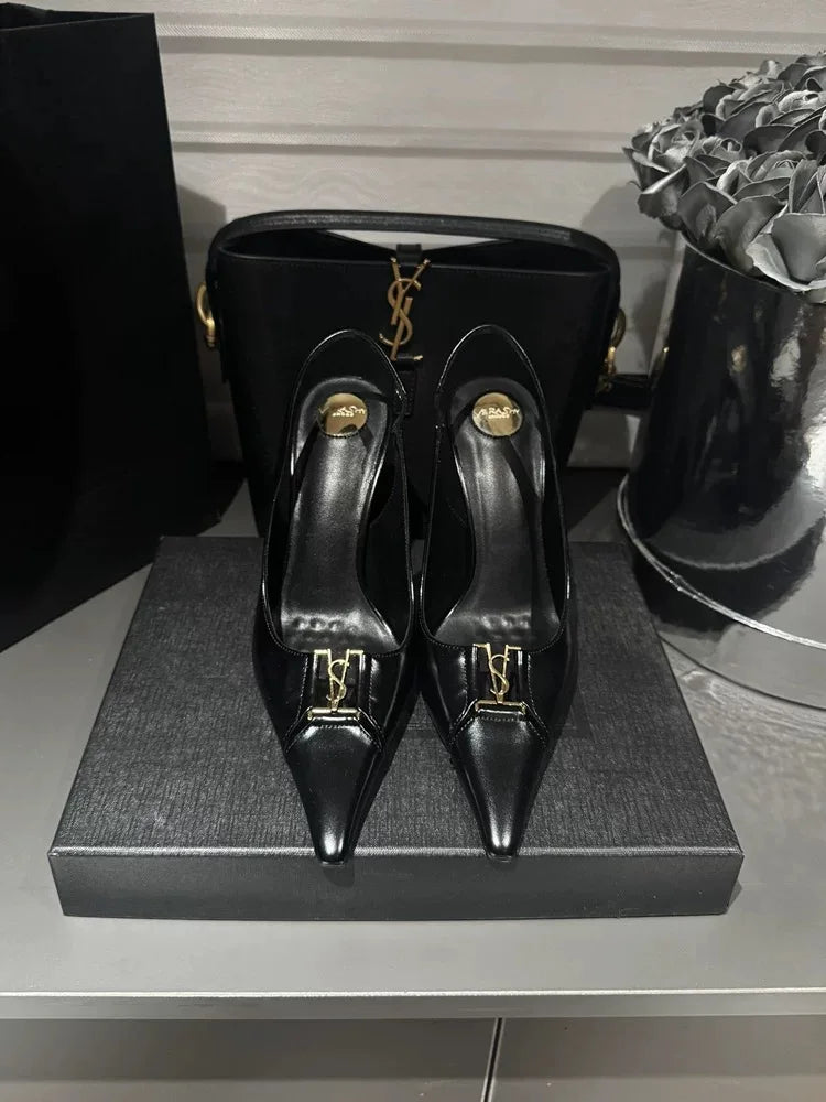 2025 New Summer Women's Sexy Mid-heel Pointed High Heels Women's Fashion Space Stiletto Sandals Women's White Single Shoes