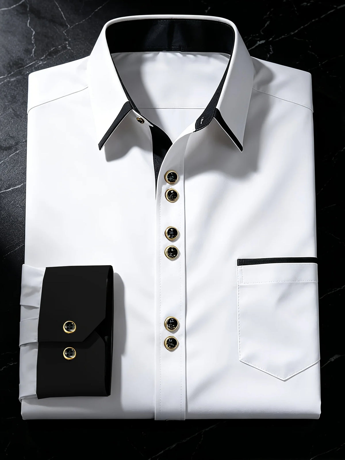 FGKKS Men Shirt Brand New Men's Fashion Multiple Color Patchwork Long Sleeve Elastic Shirt Smart Casual Male White Shirts
