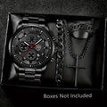 4pcs Classic Black Men's Watch Quartz Watches Are Suitable for Everyday Wear
