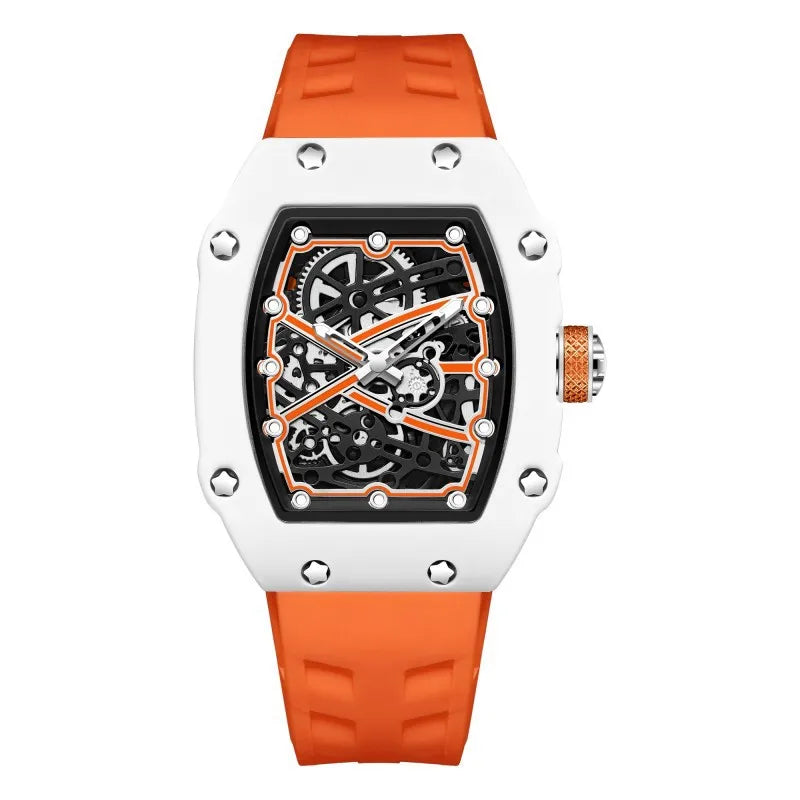 Trendy Bucket Shape Mens Quartz Watch Luminous Dial Waterproof Casual Male Daily Wristwatch
