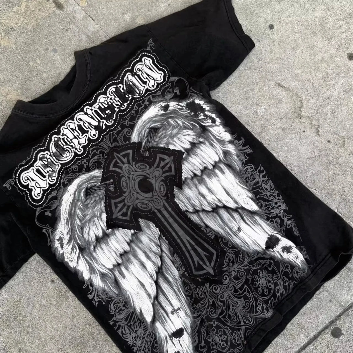 Classic Y2K Gothic Style T-shirt Vintage Loose Oversized Unisex T-shirt Trendy Cotton Harajuku high quality Y2k Short Sleeves