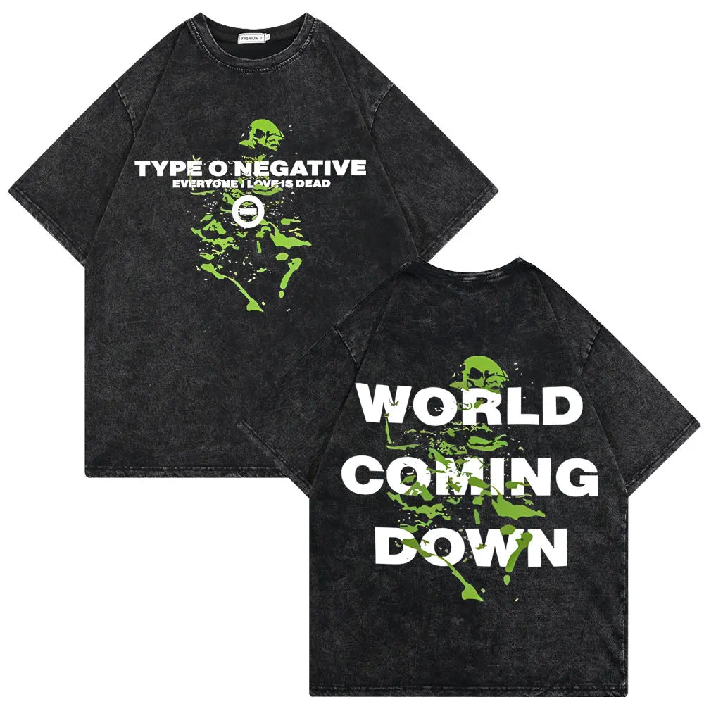 Washed Vintage Type O Negative Who Will Save The Sane Tshirt Men Women Rock Metal Gothic T-shirt Man Oversized Cotton T Shirts