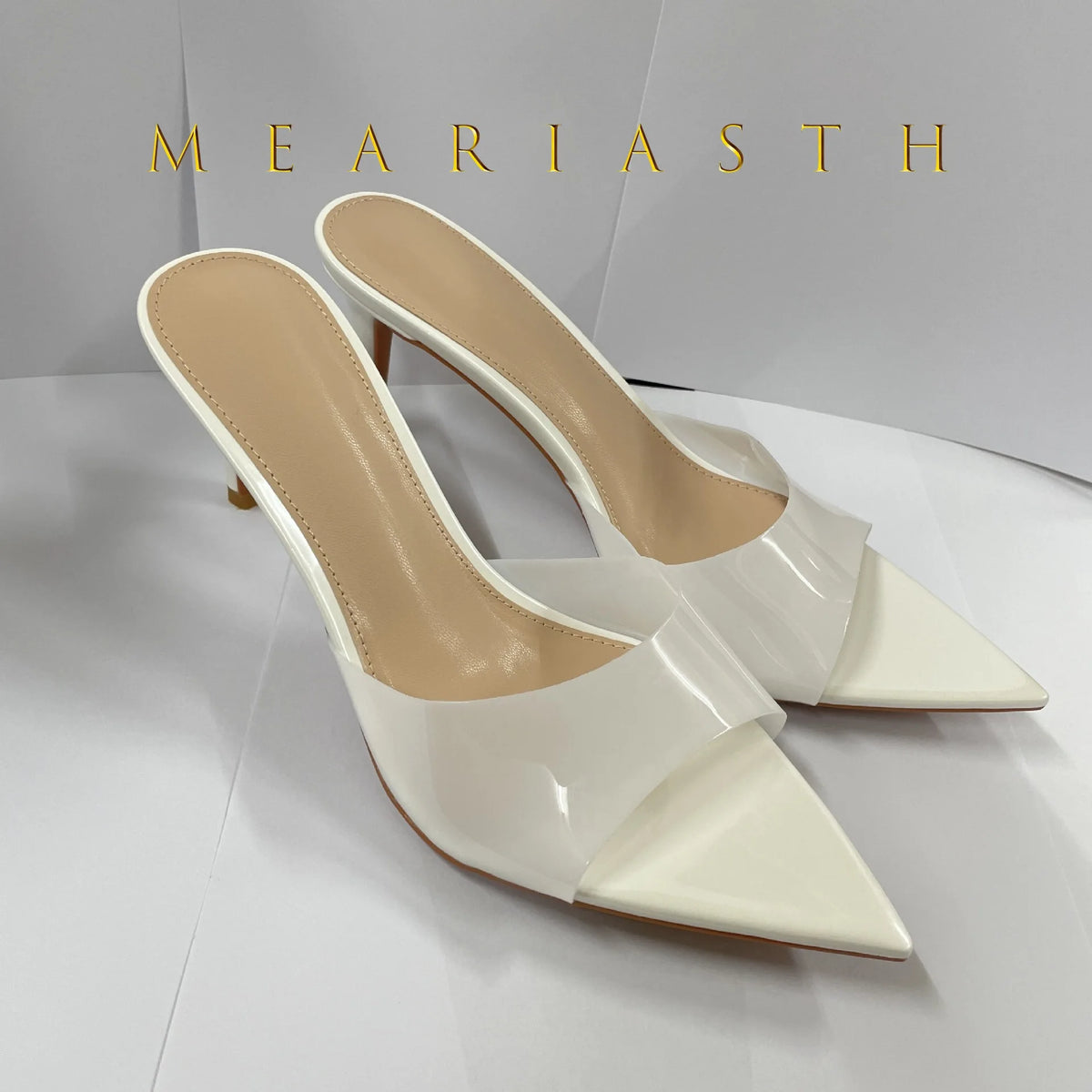 2025 New Summer Women's High-heeled Sandals Transparent High-heeled Slippers Stiletto Pointed Toe Slip-on High-heeled Sandals