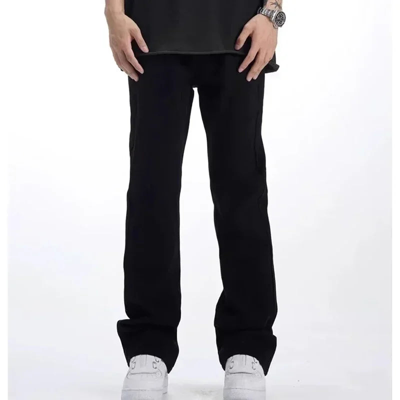 Man Loose Straight Leg Bootcut Jeans Spring Summer New Male American Style Casual Denim Pants Fashion Classic Black Trousers