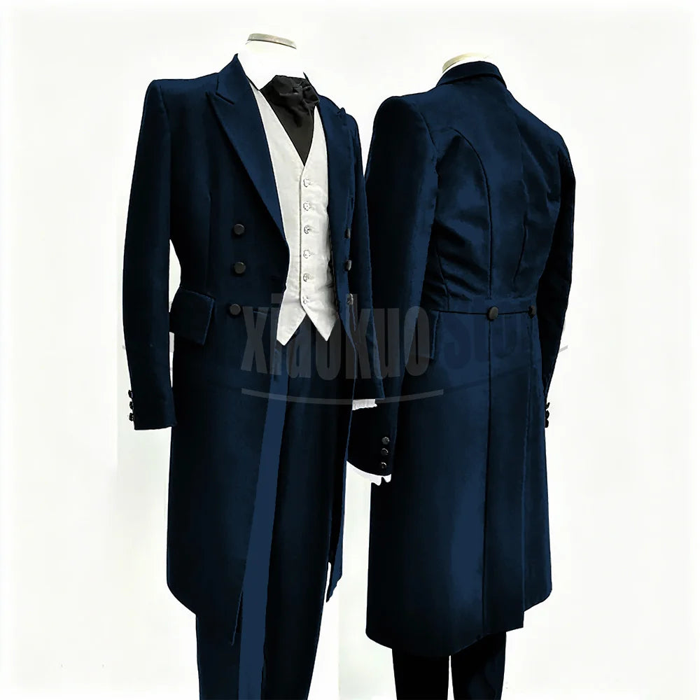 Men Suits Black Fashion Wedding Tailcoat Groom Chic Peak Lapel Double Breasted Male Suit 3 Pieces (Blazer+Vest+Trousers)
