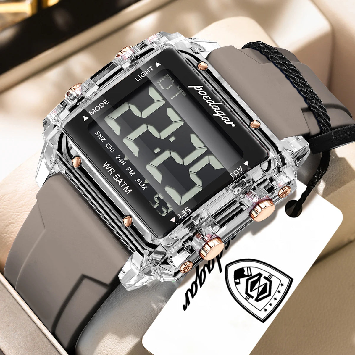 POEDAGAR Fashion Top Digital Men Watch Week Date Alarm Man Wristwatch Waterproof LED Electronic Sports Men's Watches Male Reloj