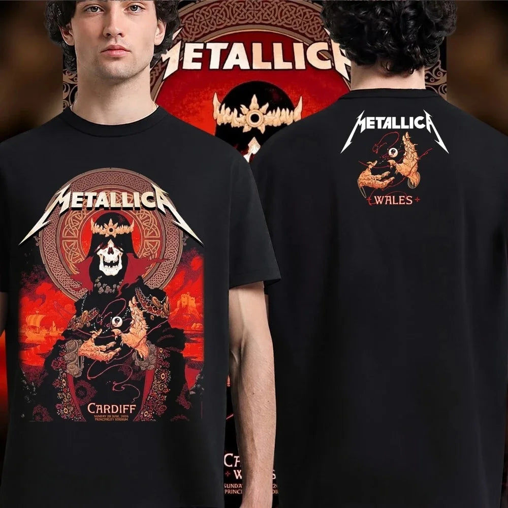 Metallica M72 World Tour Red Dragon T-shirt Men Women Summer 100 Cotton Shirts Fashion High Quality Short Sleeved Top Streetwear