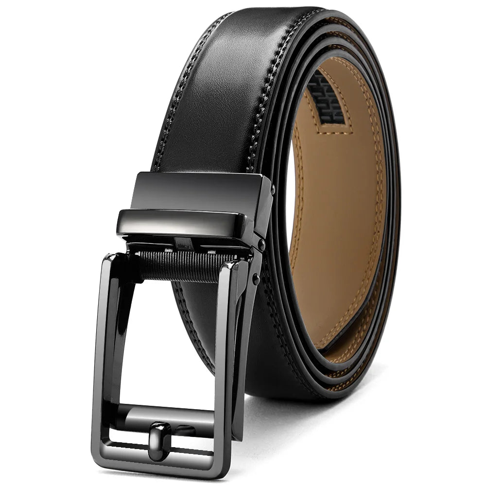 DOOPAI Mens Leather Belt  Automatic Genuine Leather Belts Leisure Fashion Ratchet Belts for Men Pants Waistband Ремень
