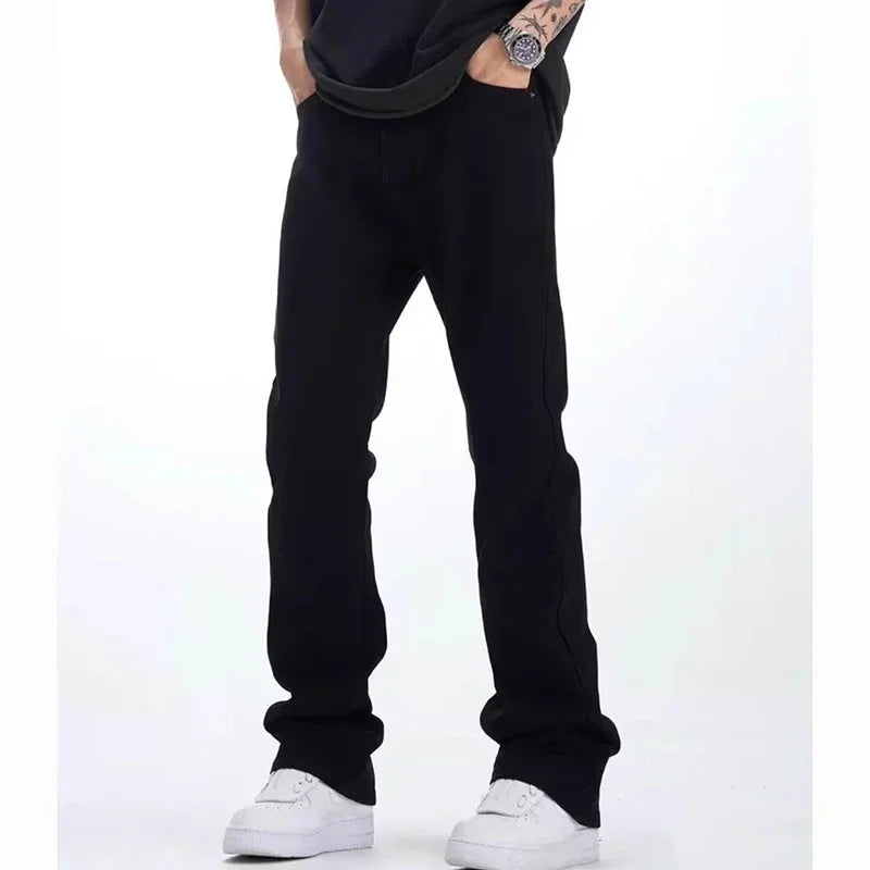 Man Loose Straight Leg Bootcut Jeans Spring Summer New Male American Style Casual Denim Pants Fashion Classic Black Trousers
