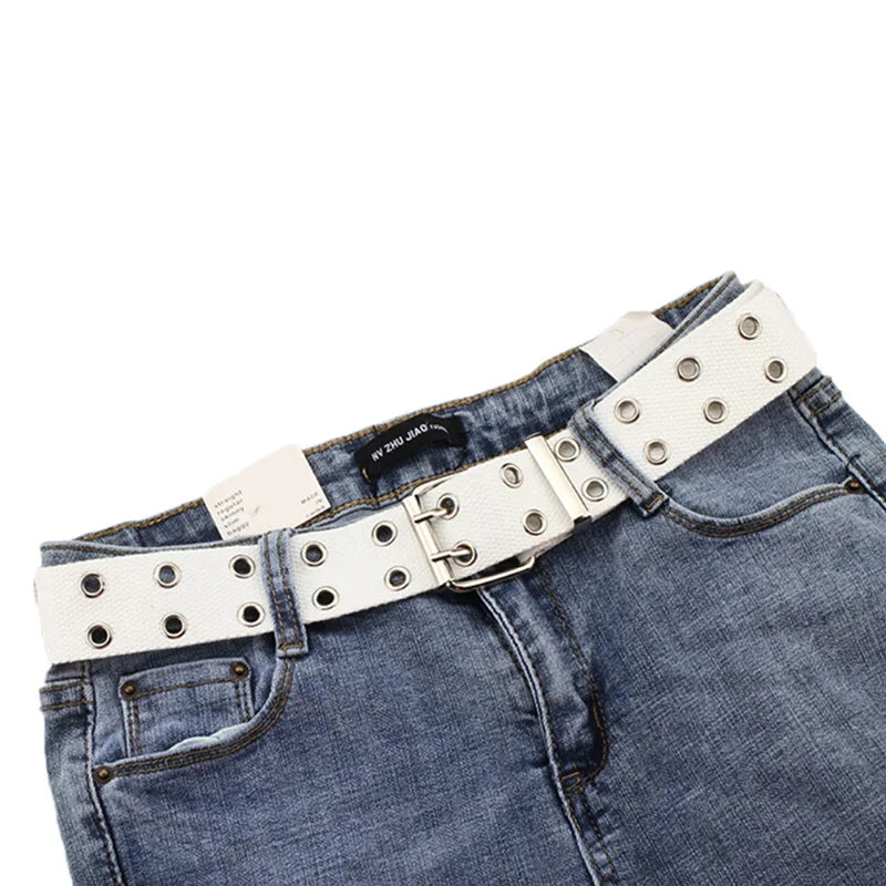 Double-Grommet Canvas Belt | Unisex Punk Style