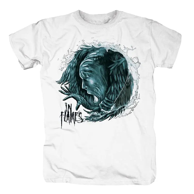 Y2k Summer in Flames Band Swedish Metal Rock European and American Trendy Brand Men's Short-sleeved Pure Cotton Printed T-shirt