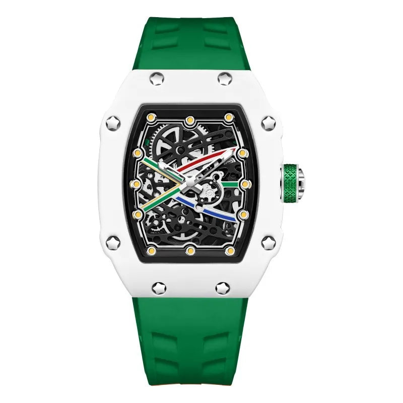 Trendy Bucket Shape Mens Quartz Watch Luminous Dial Waterproof Casual Male Daily Wristwatch