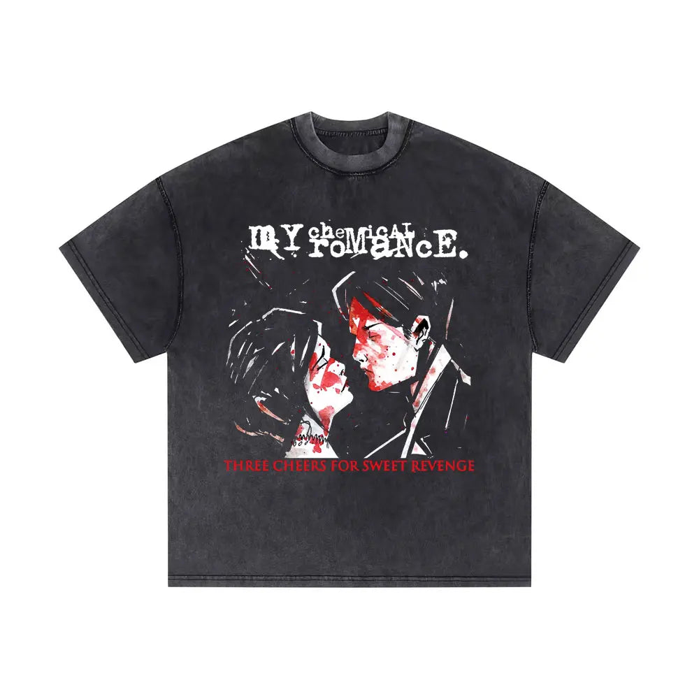 Washed Vintage Rock Band My Chemical Romance The Black Parade Tour 2025 T-shirt Men Women Retro Punk Emo Skeleton T Shirts Tops