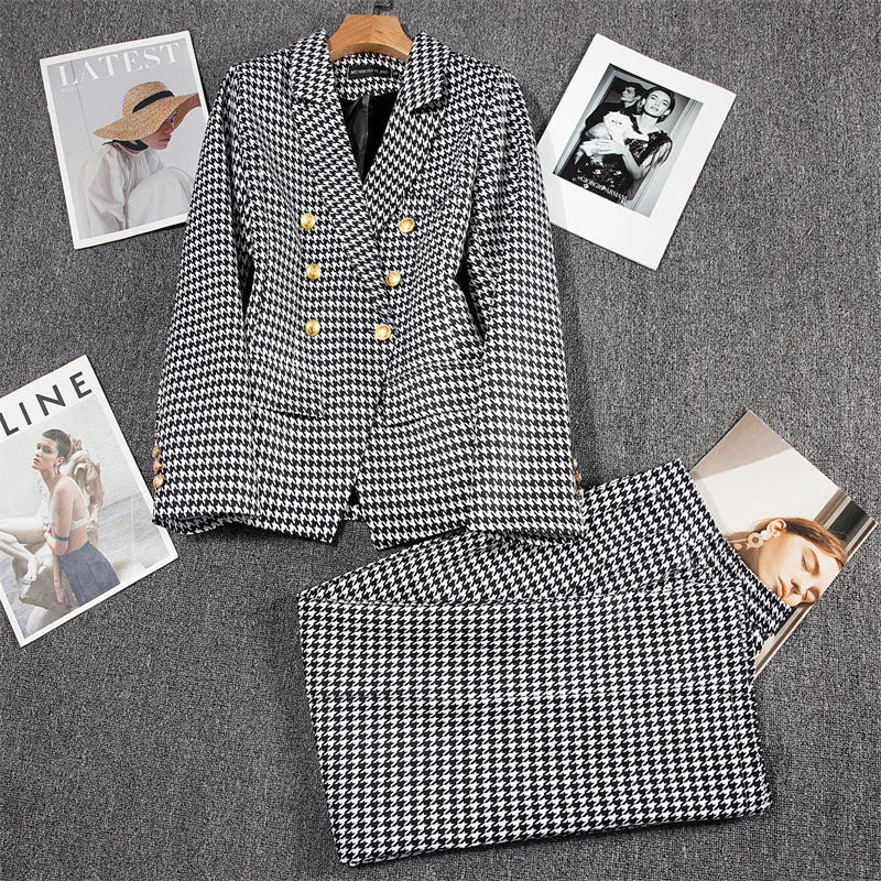 Casual Long Sleeve Blazer Pant Sets Suits For Woman 2025 Fashion 2 Pieces Set For Women Office Lady Coats Jackets