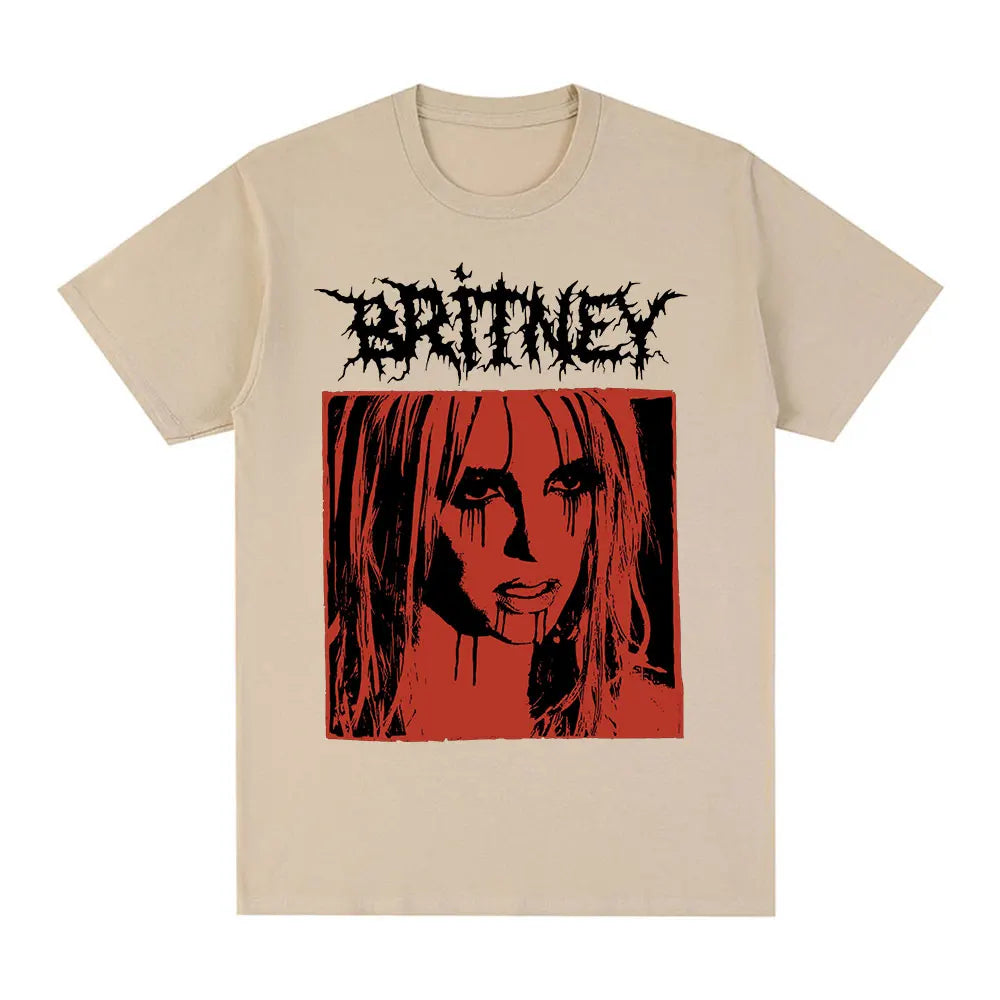 Britney Spears Metal Rock Graphic T-shirt Men Women Fashion Hip Hop T Shirts Harajuku Vintage Short Sleeve Tee Shirt Oversized