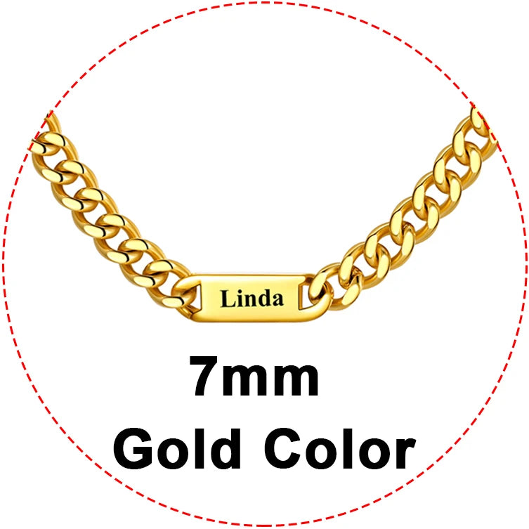 U7 Custom 1-6 Names Cuban Chains Necklaces 5mm/7mm/9mm Chain Black Deep Engrave Family Members Names Fathers Day Jewelry Gift